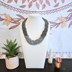 Silver Ombre Braided Collar Necklace | Y2K Glam Statement Necklace